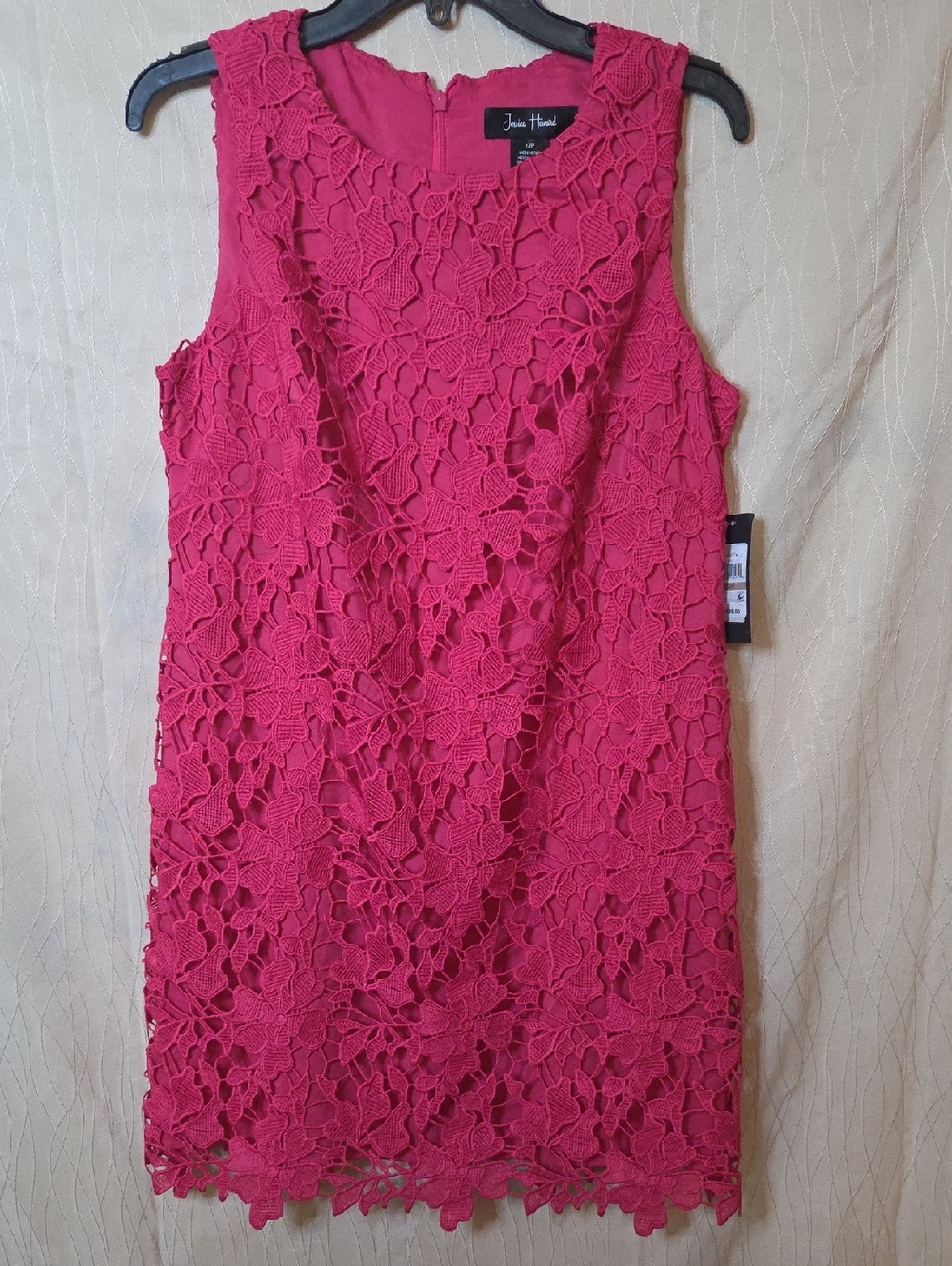 Jessica‎ Howard Hot Pink Floral Lace Sleeveless Shift Dress